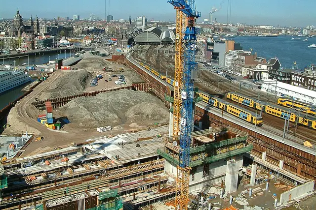 Tower crane over a large construction site